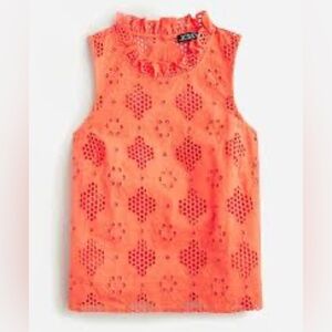 J. Crew Coral Eyelet Sleeveless Top.   Size-Small
